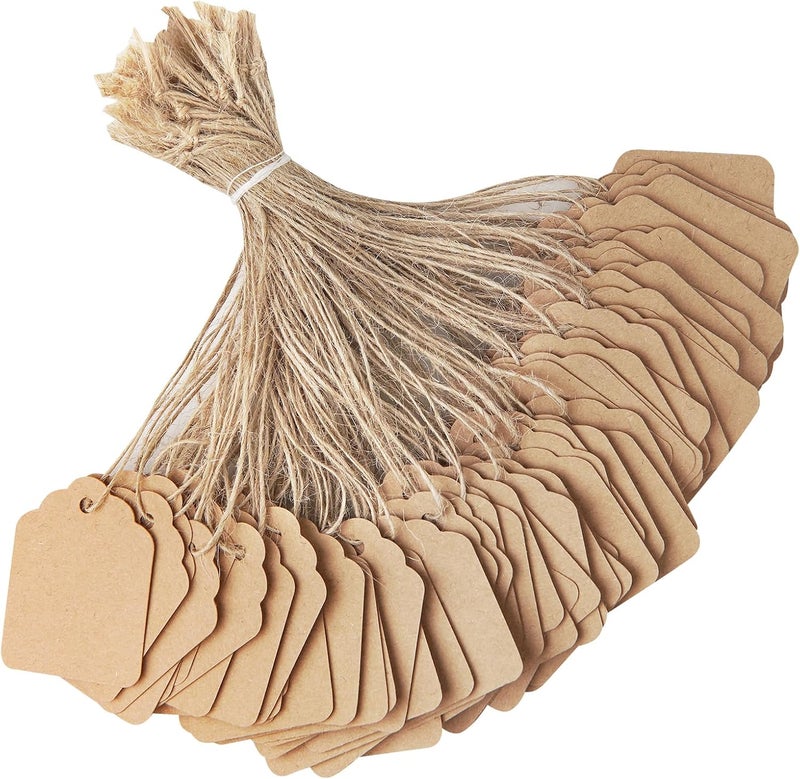 Cuttte Price Tags with String Attached - 500PCS Kraft Paper Hang Tags for Labeling Gifts Bags Clothes Jewelry Retail Garage/Yard Sale for Pricing 1.4x1.8inch - Image 1